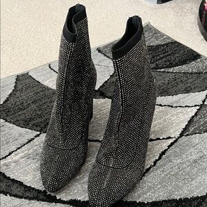 Material Girl Black and Silver Stone Ankle Booties